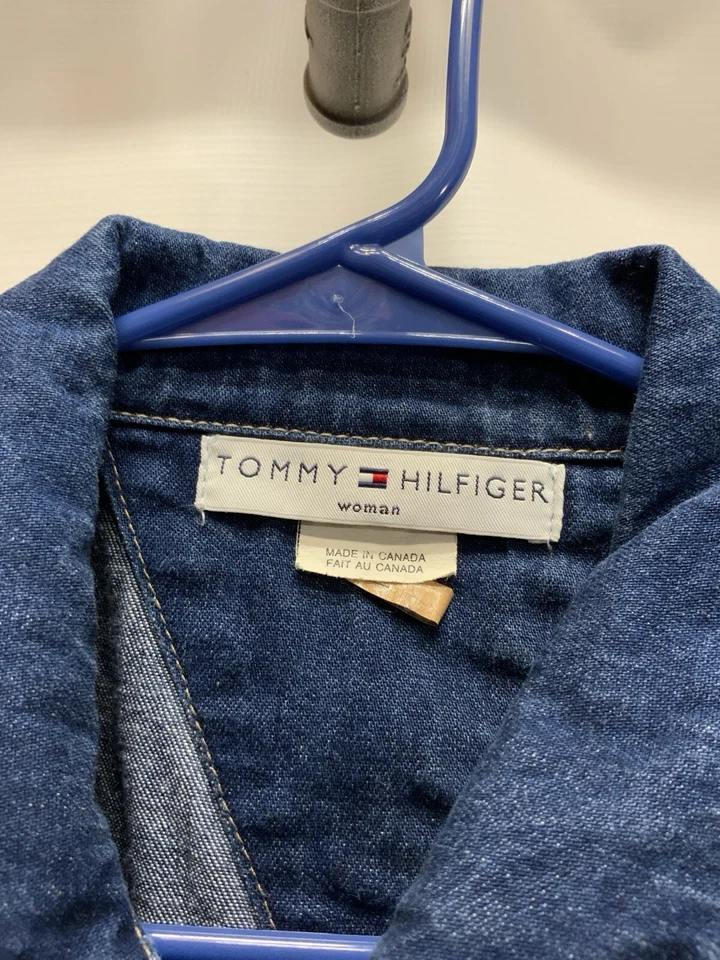 Chaqueta de mezclilla para mujer Tommy Hilfiger vintage con logotipo de EE. UU. en la espalda talla 1X. 000299 Foto 3 de 4