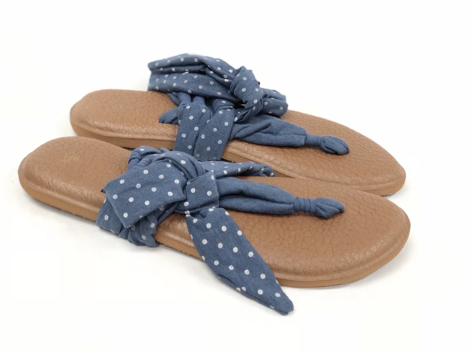 САНУК ЙОГА СЛИНГА ВВЕРХ ЭЛАСТИЧНОЙ ТКАНИ ШЛЕПАНЦЫ САНДАЛИИ СЛАНЕЦ СИНИЕ ТОЧКИ лодыжки надежном - Изображение 2 из 4