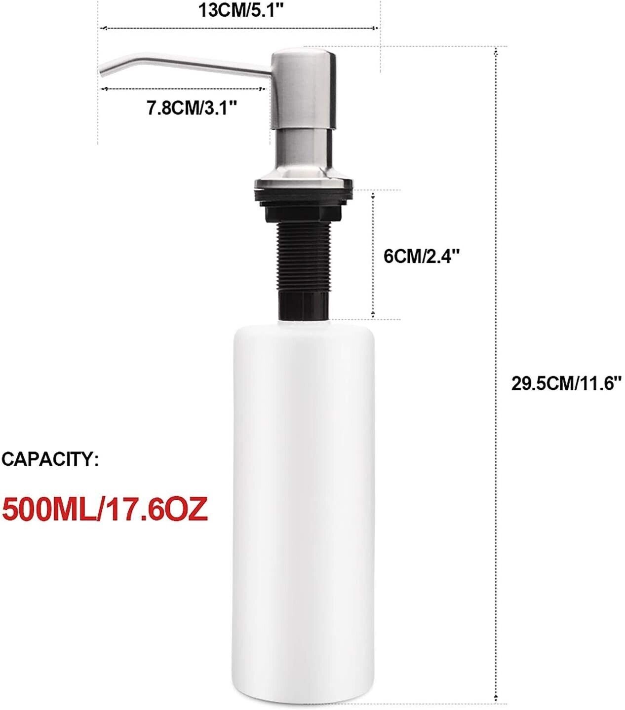 2x Kitchen Sink Soap Dispenser Bottle Stainless Steel Soap Countertop