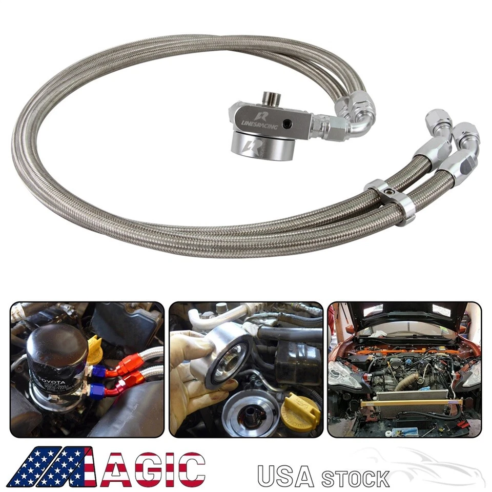 Oil Filter Sandwich Adapter with Hose Kit For Subaru BRZ Toyota GT86 FT86 13-19 - Imagem 3 de 4