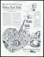 1939 New York Worlds Fair art NY Central rail...