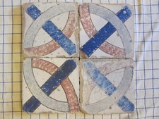 4 mattonelle riggiola ceramica antica ottocentesca per restauratori arte 122