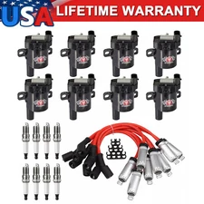8x Ignition Coil&Spark Plug&Wire Kit For Chevy Silverado GMC LS D585 4.8/5.3 6.0