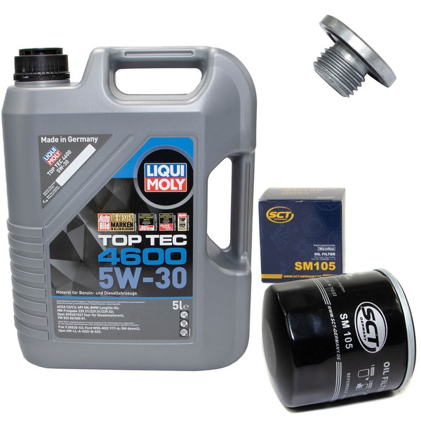 MotoröL Set 5W-30 5 Liter + ÖLfilter SM 105 + Schraube FüR Chevrolet Opel Saab-image