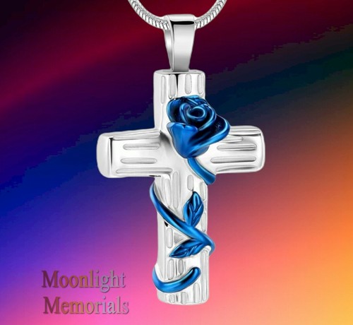 New Cross Flower Cremation Urn Keepsake Ashes Memorial Necklace - 第 4/13 張圖片
