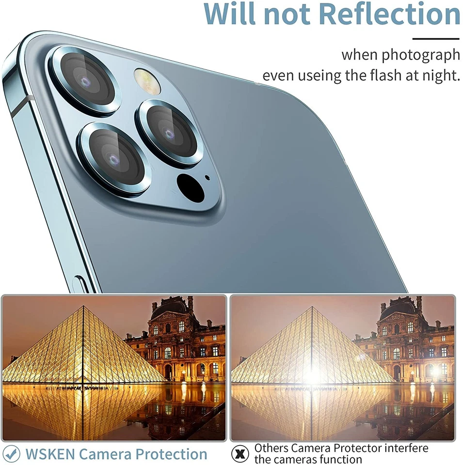 Protector de lente de cámara de vidrio templado anillo de PC para Apple iPhone 12 13 Pro/Max 3 Foto 4 de 4