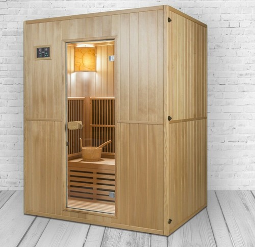 XXL Luxus Infrarotsauna+Infrarotkabine Kombi SET Sauna mit Saunaofen 4 Personen - Bild 1 von 7