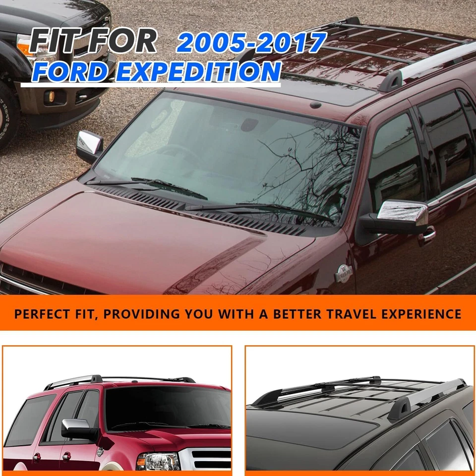 Black Aluminum Alloy Roof Rack Cross Bars for Ford Expedition Lincoln 2007-2017 - Image 3 of 4