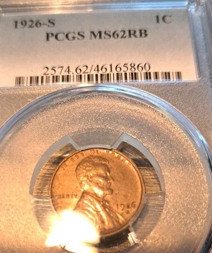 1926 S Lincoln Wheat PCGS MS62 RB Beautiful Coin.