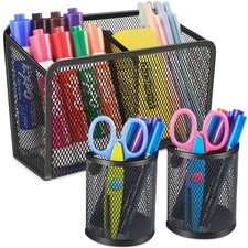 Metal Pen Cup Holder, Magnetic Storage Basket, Whiteboard Fridge, Black