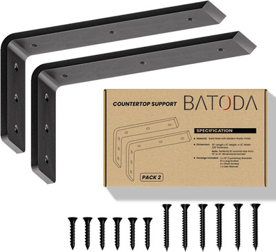 12  Countertop Support Brackets for Granite (2 Pcs) - Heavy Duty L Shelf Bracket