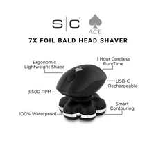 StyleCraft Ace Bald Head Shaver 7X Foil Cordless Supercharged SC804B Mens Hair