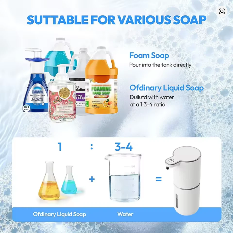 Distributeur Savon Automatique USB Sans Contact Mousse/Gel Salle de Bain FR - Photo 3/4