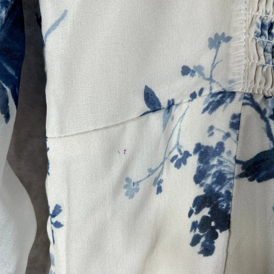 Vestido Midi Feminino Abercrombie & Fitch Emerson Chiffon Manga Longa MP Branco Floral - Imagem 4 de 4