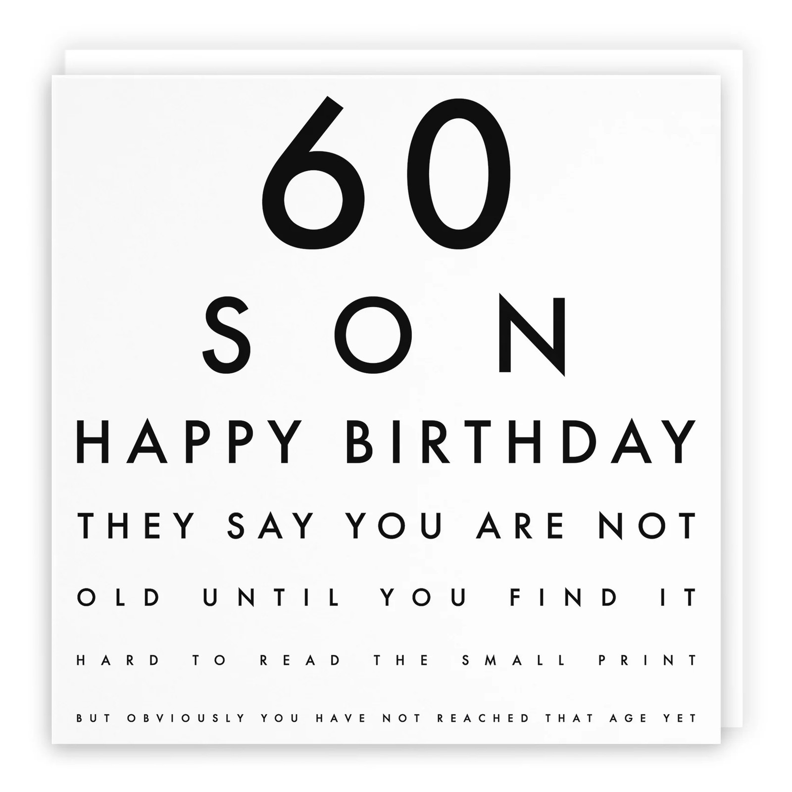 60th Son Eye Sight Joke Birthday Card Letters