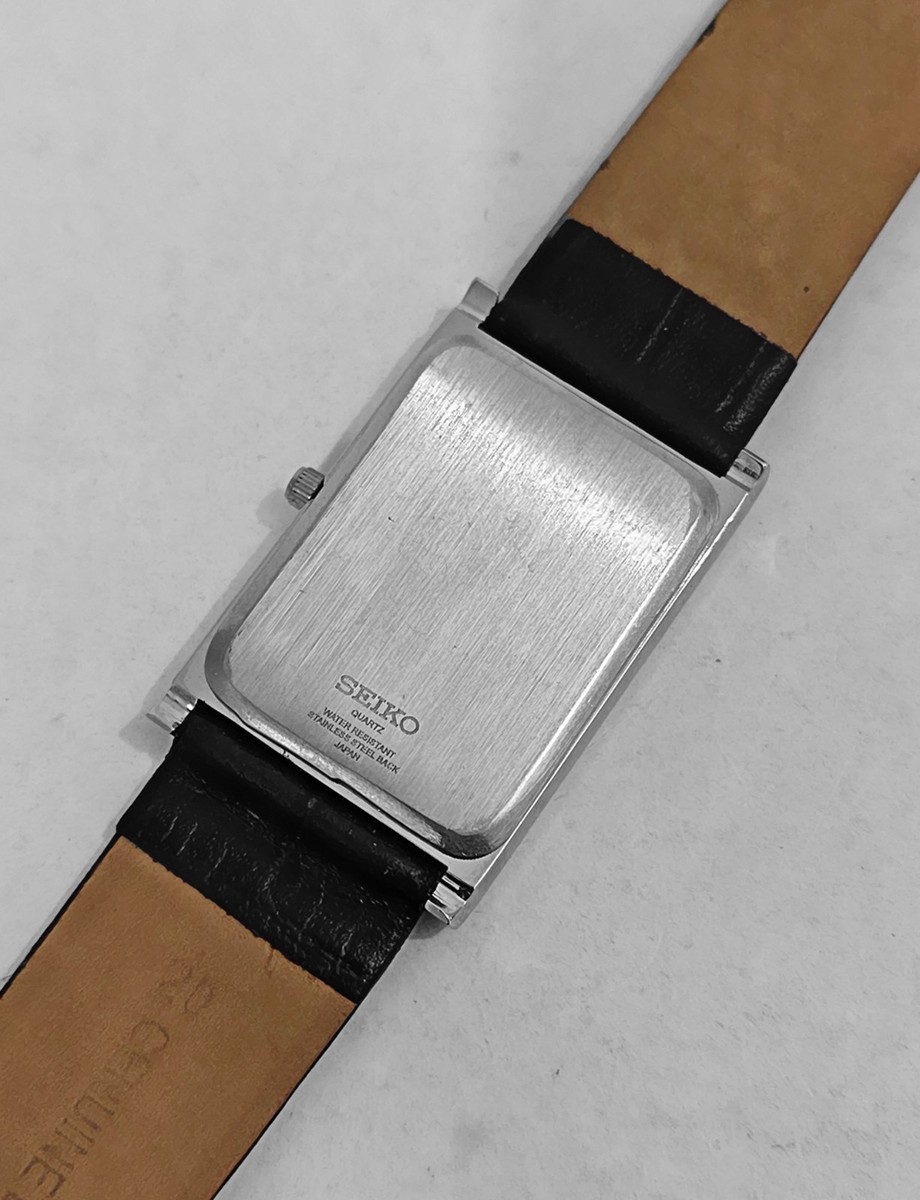 Seiko Tank Slim Rectangular Blue Roman Dial Japanese 27mm Men's SS