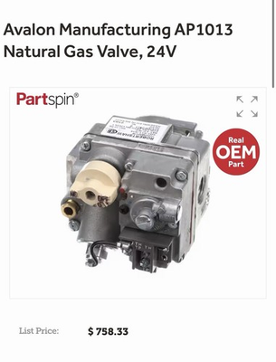 #ad #ad Avalon Manufacturing AP1013 Natural Gas Valve 24V. New $450.00