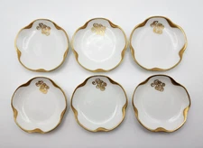 Antique Porcelain Salt Cellars Haviland & Co Limoges France Gold Monogram AES