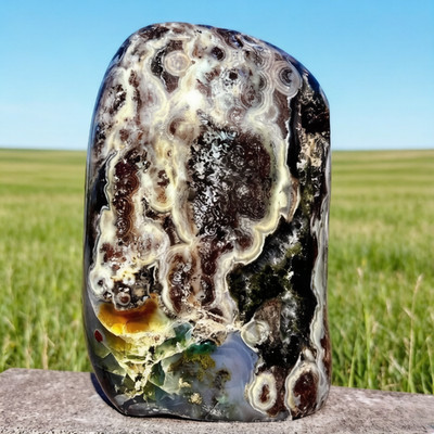 2.6LB Natural sea jade - free-form mineral specimen of quartz crystal
