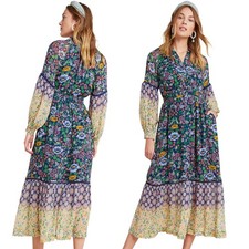 ANTHROPOLOGIE MAEVE Size Small Ondine Maxi Dress Floral Colorful Boho Peasant