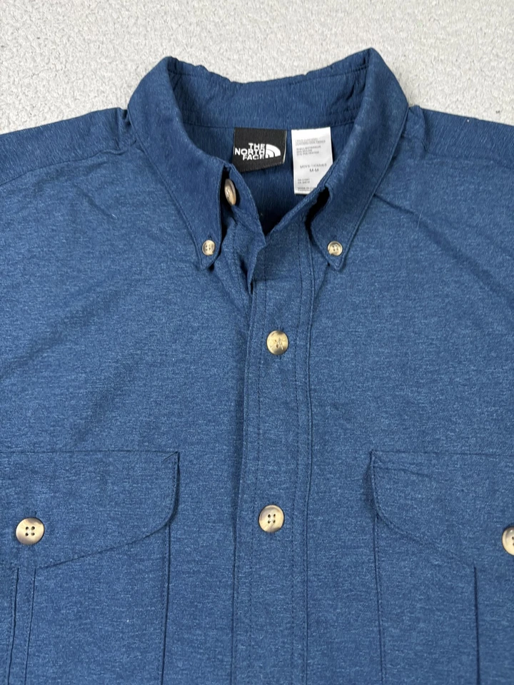 The North Face Shirt Mens Medium Blue Long Sleeve Button Front Hiking Outdoor - Image 3 of 4