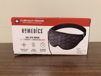 HoMedics Gel Eye Mask Hot & Cold Therapy Freezer Safe Timer Black HP-GA2A