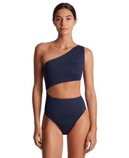 Lauren Ralph Lauren Cutout One-Shoulder One-Piece Swimsuit Women's 8 Dark Navy