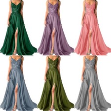 Sparkly Chiffon Prom Dresses Lace Appliques Formal Dress V-Neck Long Ball Gowns