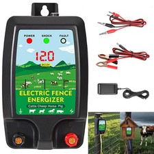 Electric Fence Energiser 12V 230V Corded 2J Output 10KM Range Fencing Kit