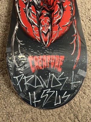 Creature Skateboard Deck Signed Collin Provost Metal XX  Black Red 8.80x31.95