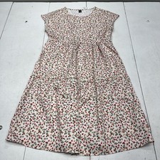 Shein Dress Womens Medium White Floral Ditsy Print Short Sleeve Summer Tiered