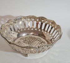 im Jugendstil Silberschale Brotschale Durchbruchschale versilbert Obstschale