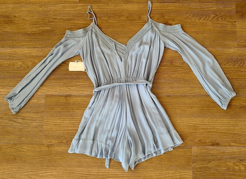 Бардо новый женщин короткий Детский комбинезон холодные плечи с длинными рукавами светло-синий новый с Ярлыками - Изображение 2 из 3