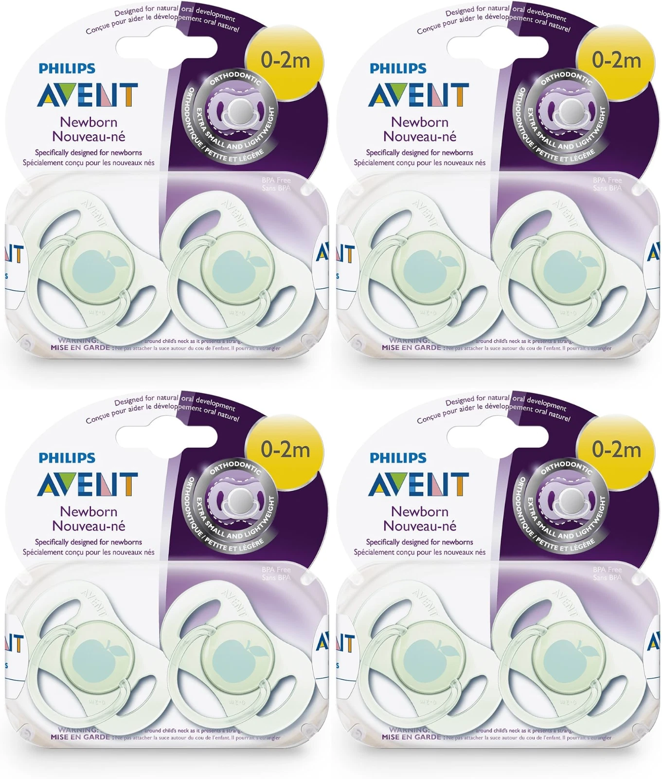 Philips Avent Green Apple Pacifier 4 Pack SCF151/04 Newborn Set