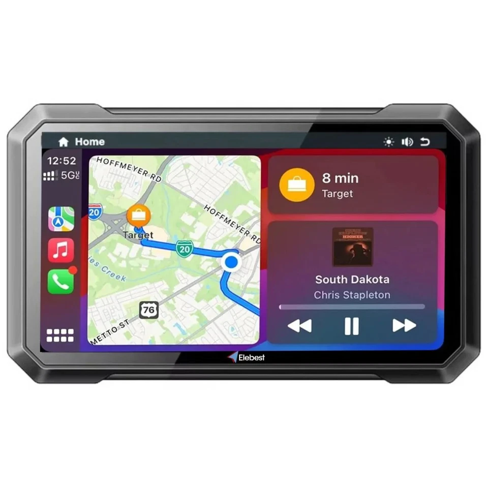 Elebest C750 Motorrad Navi mit 7" Touchscreen & kabellosem CarPlay/Android Auto - Bild 2 von 4