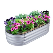 Backyard Expressions Home Galvanized Raised Garden Bed Kit 4x2x1ft Planter Box
