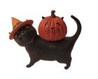 Vintage Black Halloween Kitty Cat Jack Lantern Pumpkin Hat JOL Teresa Kogut — photo 1