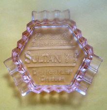 1930s Germany AURELIA Cigarettes Factory SULTAN Brand Glass Ashtray