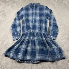 Polo Ralph Lauren Plaid Shirtdress Girls Size 14 Blue Long Sleeve Button Down