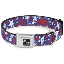 Dog Collar Bone Stargazer Blue/White/Red WIDE-Medium 16-23"