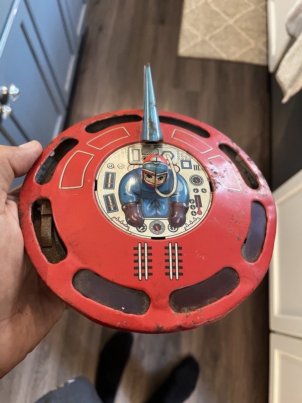 1960s Marubishi Haji ASTRO 8 FLYING SAUCER ufo vintage tin Japan NOMURA As Is