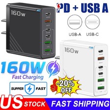 160W 6-Port Fast Charging USB Type C QC3.0 For Samsung iPhone Android Phone USA