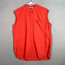 Uniqlo x JW Anderson Sleeveless Mandarin Collar Shirt Size Small Red Linen Blend