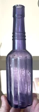 NICE AMETHYST COLORED RIBBED SAUCE BOTTLE L. & S. CO. 1880'S ERA DUG L@@K