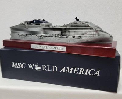 MSC WORLD AMERICA Cruise Ship Metal Pewter Detailed Model 10.5  NEW IN BOX