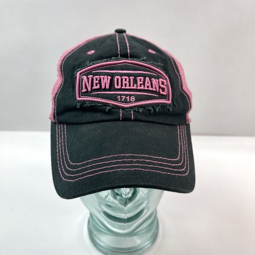 New Orleans 1718 Embroidered Mesh Trucker Baseball Hat Cap Black/Pink Adjustable - Bild 11 von 20