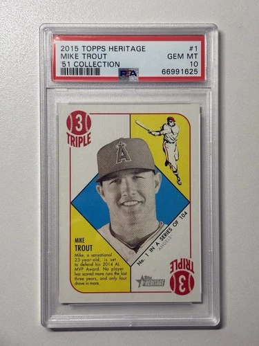 2015 Topps Heritage '51 Collection MIKE TROUT 1951 Blue Back #1 PSA 10 GEM MINT