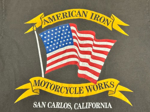 Vintage Single Stitch T-Shirt American Iron Motorcycle Works San Carlos CA Sz L