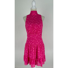Eliza J Womens Pink Polka Dot Sleeveless Mini Dress Tiered Side Zip Size 6