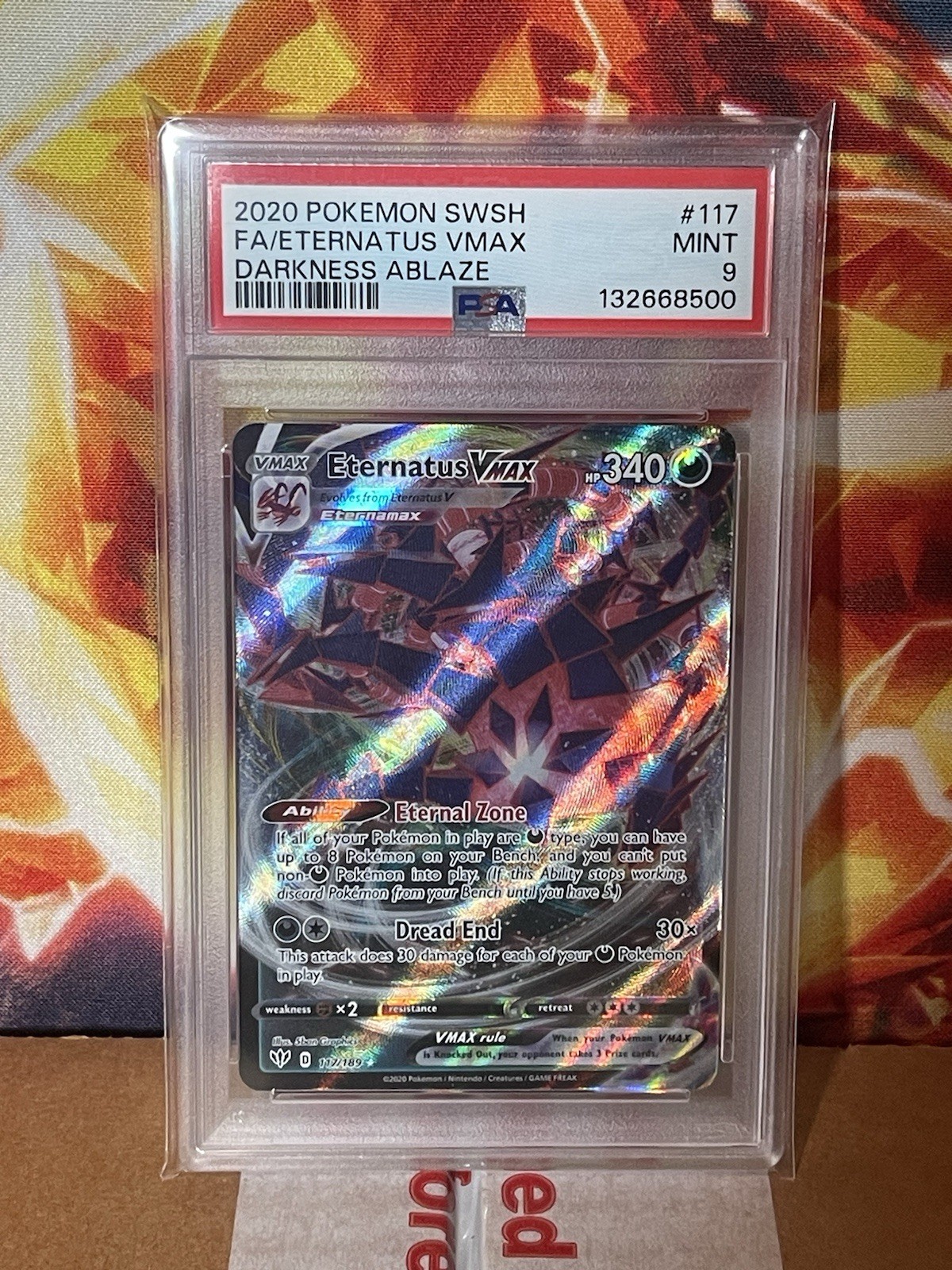 PSA 9 GEM MINT Eternatus VMAX 117/189 Darkness Ablaze FULL ART Pokemon Card